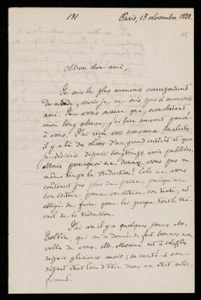 Nr. 15: Brief von Ernest Renan an Paul de Lagarde, Paris, 15.11.1858