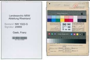 Entnazifizierung Franz Gaeb , geb. 24.08.1901 (Lehrer)