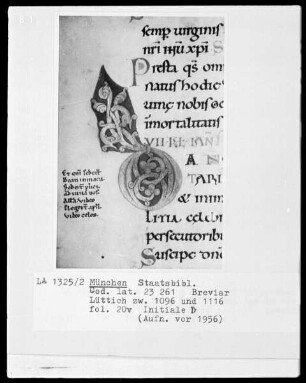 Sakramentar, Folio 208 (Blatt) — ---, Folio 208 (Blatt)Initiale D, Folio 20 verso