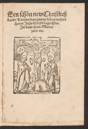 Een schœn new Christlich || Liedt, Darinn das gantze leben vnsers || Herrn Jesu Christi begriffen.|| Jn dem thon, Maria || zart, etc.||