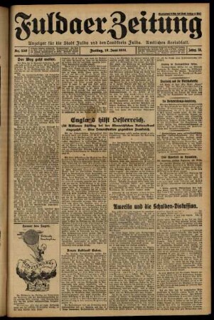 Ausgabe vom Freitag, den 19. Juni 1931.