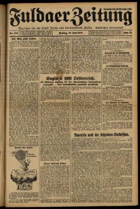 Ausgabe vom Freitag, den 19. Juni 1931.