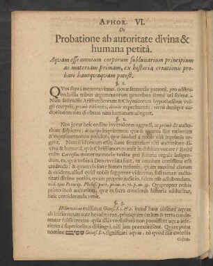 Aphor. VI. De Probatione ab autoriate divina & humana petita.