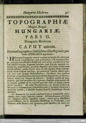 Pars II. Hungaria Moderna