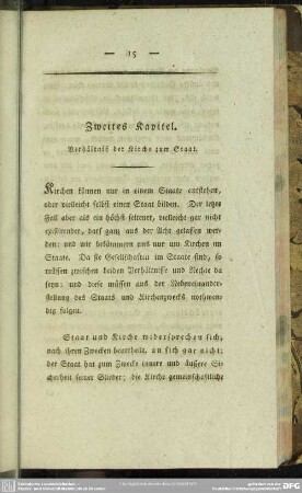 Zweites Kapitel. Verhältniß der Kirche zum Staat