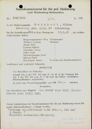 Reinhart, Alfons