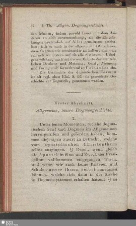 Erster Abschnitt. Allgemeine, innere Dogmengeschichte