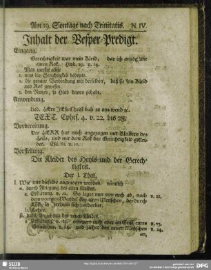 Inhalt der Vesper-Predigt [Am 19. Sontage nach Trinitatis]