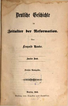 Deutsche Geschichte im Zeitalter der Reformation. 2