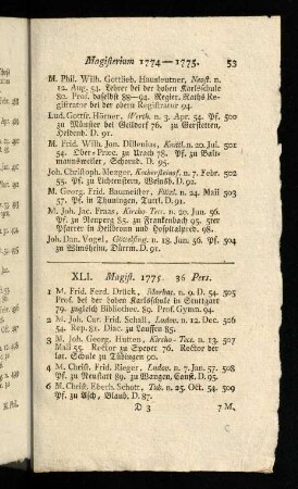 53-63, XLI - XLV. Magisterium 1775 - 1779