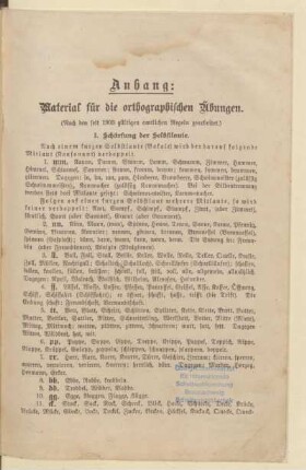 Anhang: Material für die orthographischen Übungen