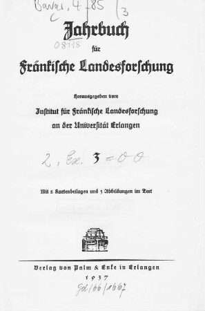Jahrbuch für fränkische Landesforschung. 3, 3. 1937