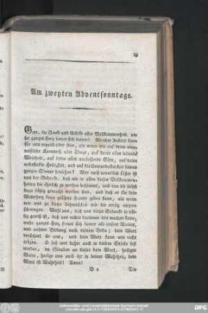 Am zweyten Adventsonntage.