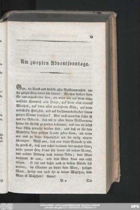 Am zweyten Adventsonntage.