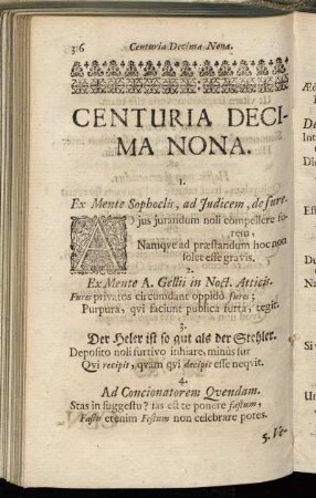 Centuria Decima Nona.