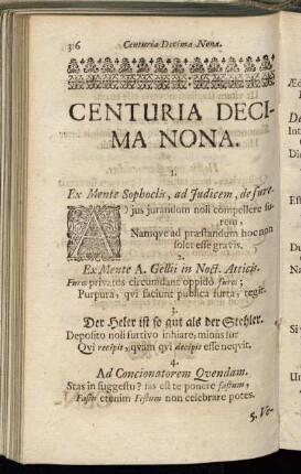 Centuria Decima Nona.