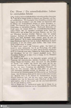 Die naturwissenschaftlichen Institute der philosophischen Fakultät