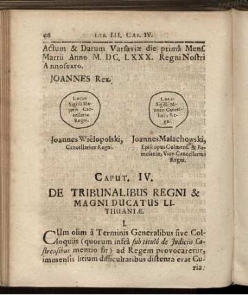 Caput IV. De Tribunalibus Regni & Magni Ducatus Lithuaniae