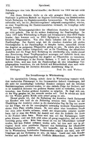 172-174, Die Irrenfürsorge in Württemberg