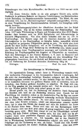 172-174, Die Irrenfürsorge in Württemberg
