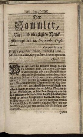 Vier und vierzigstes Stück. Montags den 12. Novemb. 1736.