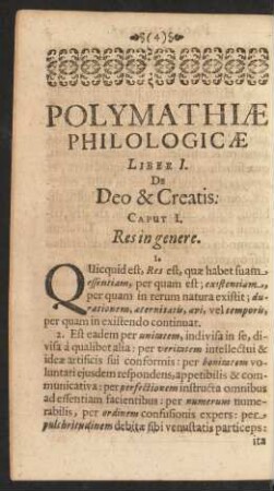 Liber I. De Deo & Creatis