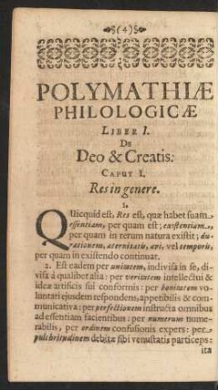 Liber I. De Deo & Creatis