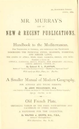 Mr. Murray's list of new & recent publications