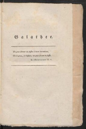 Galathee. Erstes Buch.