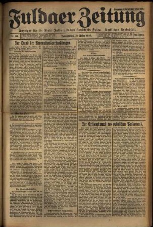 Erste Ausgabe vom Donnerstag, den 21. März 1929.