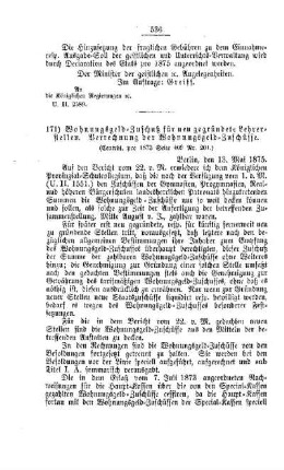 Wohnungsgeld-Zuschuß für neu gegründete Lehrerstellen. Verrechnung der Wohnungsgeld-Zuschüsse : [III. Gymnasial- und Real-Lehranstalten]