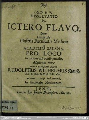 Dissertatio de ictero flavo