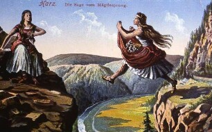 Historische Ansicht von Mägdesprung : Historisches Ansicht einer Sagenfigur des Harzortes Mägdesprung, Repro 2004, Uwe Gerig