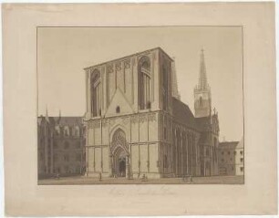 Ansicht des Domes zu Meißen, Umrißradierung, 1847 : Schwechten, Friedrich Wilhelm : Aeußere Ansicht des Domes [zu Meissen] / Schwechten del. et sculp. - Potsdam : Riegel , [s.l.] : Prêtre , 1847. - 1 Kunstbl. : Umrißradierung, sepialaviert , 44 x 33 cm