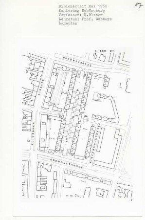 Sanierung Schöneberg, Berlin-Schöneberg (Diplomarbeit bei Kurt Dübbers): Lageplan 1:500