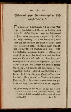 Hülfsmittel gegen Getreidemangel in Mißwachs-Jahren
