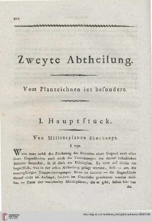 Zweyte Abtheilung: Vom Planzeichnen ins besondere