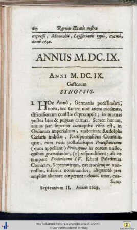 Gestorum Synopsis.
