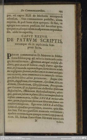 Caput XXXVII. De Patrum Scriptis, eorumque usu in explicanda Scriptura Sacra