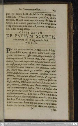 Caput XXXVII. De Patrum Scriptis, eorumque usu in explicanda Scriptura Sacra