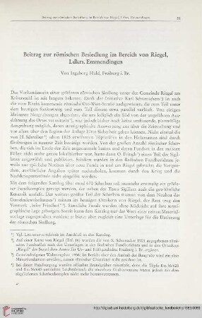 Beitrag zur römischen Besiedlung im Bereich von Riegel, Ldkrs. Emmendingen