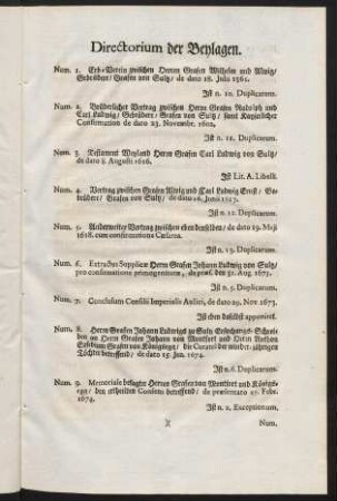 36a-36b, Directorium der Beylagen.