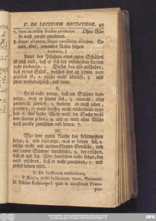 V. De Lectionis Rectatione.