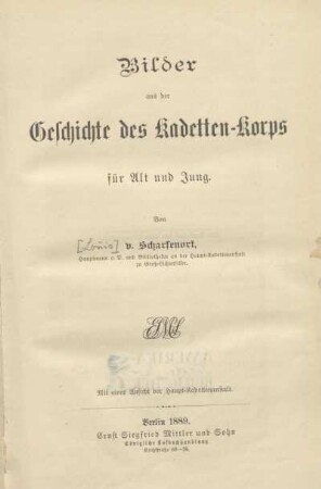 Bilder aus der Geschichte des Kadetten-Korps für Alt und Jung : mit einer Ansicht der Haupt-Kadettenanstalt