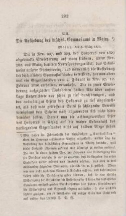 202-214 Die Aufhebung des bischöflichen Gymnasiums in Mainz