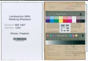 Entnazifizierung Friedrich Hinzen , geb. 08.12.1887 (Angestellter)