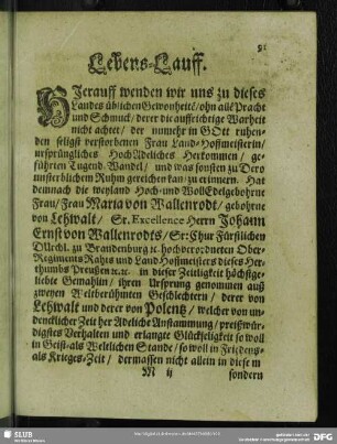 Lebenslauf : Lebens-Lauff