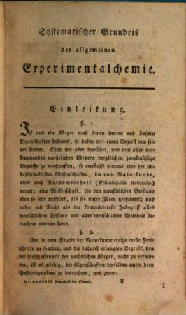 Systematischer Grundris der allgemeinen Experimentalchemie : zum Gebrauch seiner Vorlesungen entworfen, 1