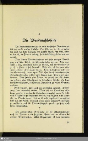 8. Die Abendmahlsfeier