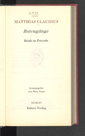 Botengänge : Briefe an Freunde